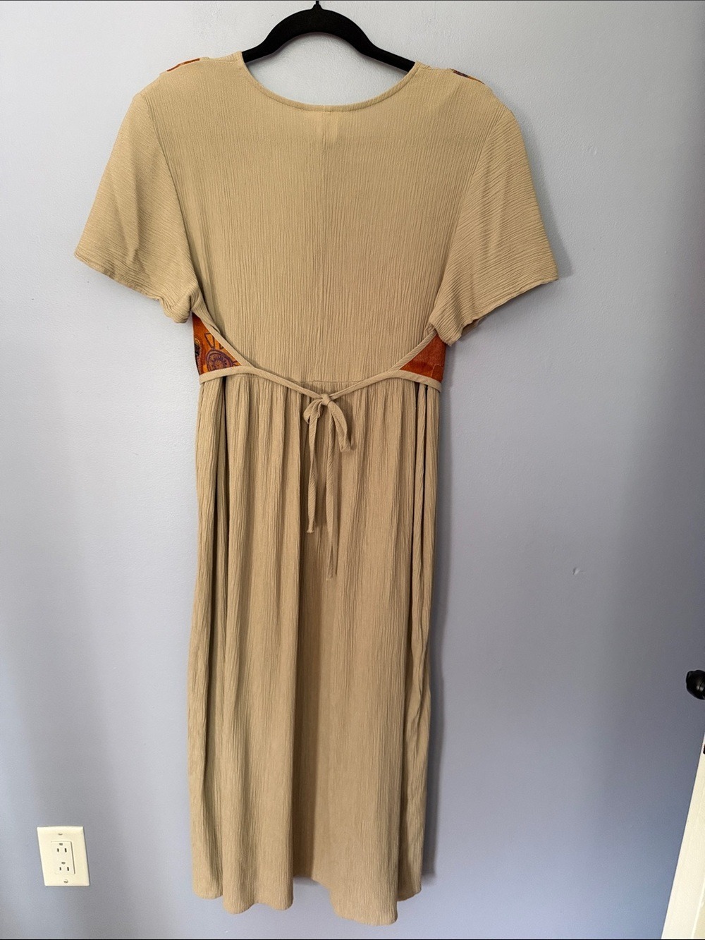 Gemma Beige Art to Wear Maxi Dress Boho Vintage Medium - Picture 7 of 9